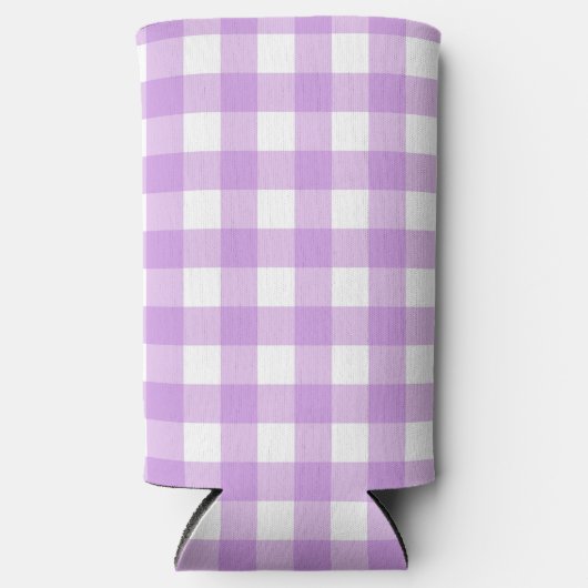 Lavendel Gingham Check geruite patroon Seltzer Blikjeskoeler (Voorkant)