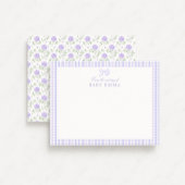 Lavendel Gingham & Floral Baby Note Kaart