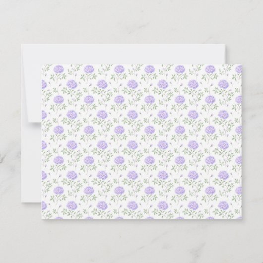 Lavendel Gingham & Floral Baby Note Kaart (Achterkant)
