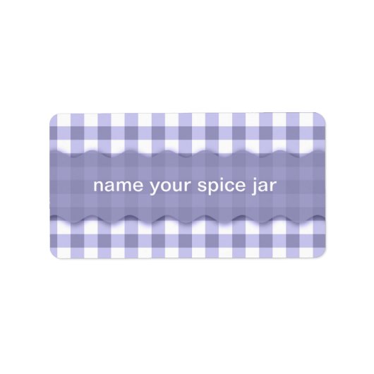 Lavendel Gingham Geruite Design Keukenlabel Etiket (Voorkant)