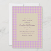 Lavendel Gingham Klassieke Bruidsuitnodiging Kaart (Voorkant)