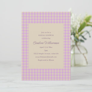 Lavendel Gingham Klassieke Bruidsuitnodiging Kaart