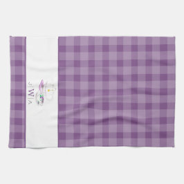 Lavendel Gingham Monogrammed Tea Party Theedoek