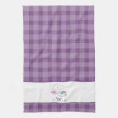 Lavendel Gingham Monogrammed Tea Party Theedoek (Verticaal)