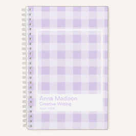 Lavendel Gingham Transparante Kader Notitieboek