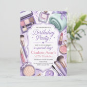 Lavendel Glam Make-up Verjaardag Kaart (Staand voorkant)