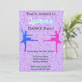 Lavendel Glitter Ballerina Dance Party Uitnodiging (Staand voorkant)