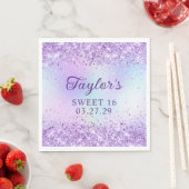 Lavendel Glitter Bord Iriserende Folie Sweet 16 Servet (Insitu)