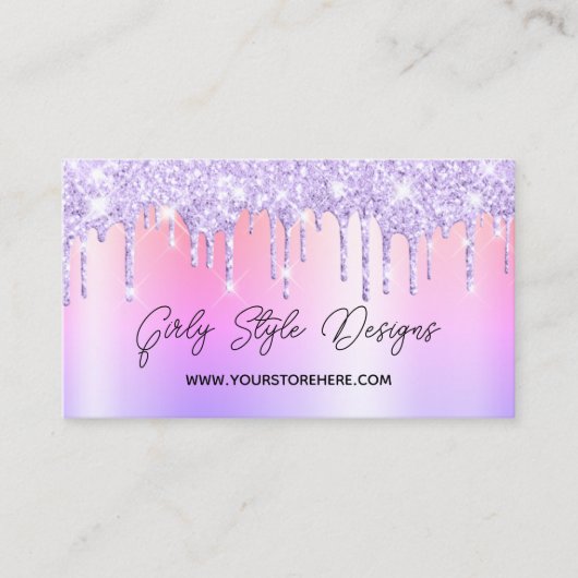Lavendel Glitter Drips Multi Ombre Webwinkel Visitekaartje (Voorkant)