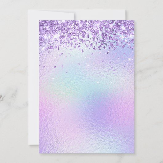 Lavendel Glitter Iridescente Folie Sweet 16 Kaart (Achterkant)