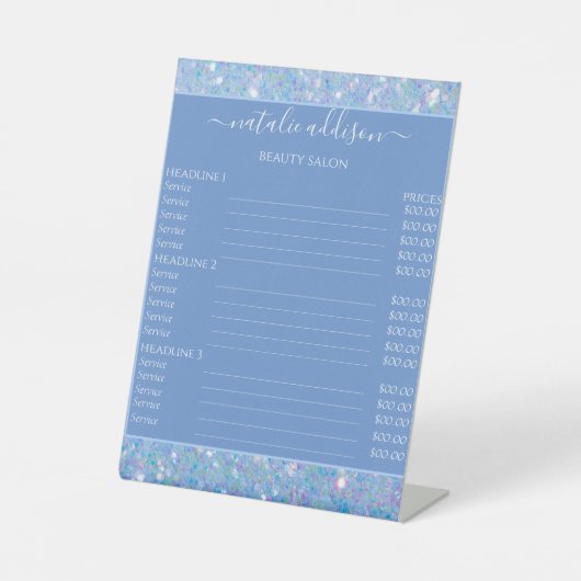 Lavendel Glitter Modern Glam voetstuk teken Reclamebord Met Voetstuk (Voorkant)