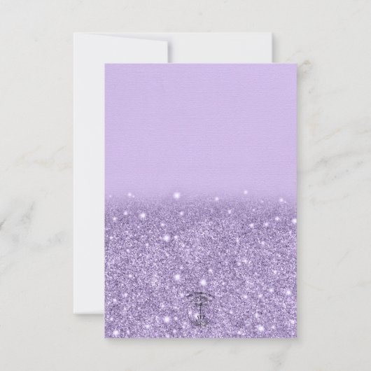 Lavendel Glitter Moderne Bruiloft Bedankkaart (Achterkant)
