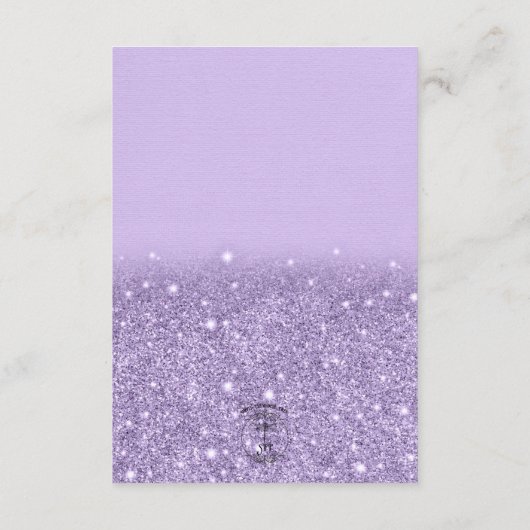 Lavendel Glitter Moderne bruiloft Details Informatiekaartje (Achterkant)