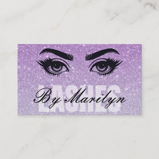 Lavendel Glitter Ombre Lash Tech QR-code scanbaar Visitekaartje (Voorkant)