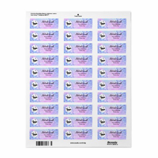 Lavendel glitter ontwerp etiket (Full Sheet)