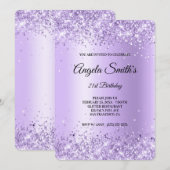 Lavendel Glitter Paarse Satijn Folie 21e Verjaarda Kaart (Voorkant / Achterkant)