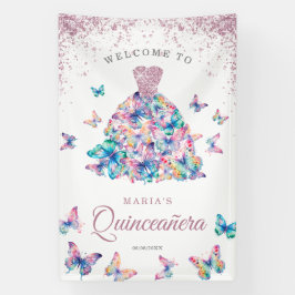 Lavendel Glitter Roze Vlinder Gown Quinceañera Spandoek