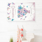 Lavendel Glitter Roze Vlinder Gown Quinceañera Spandoek (Insitu)