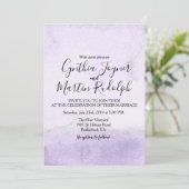 Lavendel Glitter Watercolor Trouw Uitnodiging (Staand voorkant)