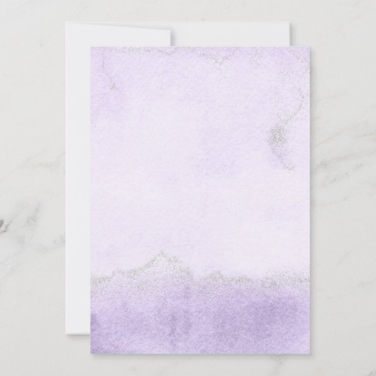 Lavendel Glitter Waterverf bruiloft uitnodiging (Achterkant)