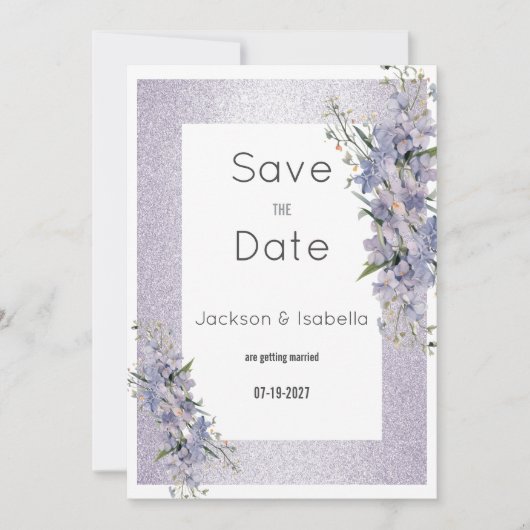 Lavendel glitter wilde bloemen bloeien Save the Da Kaart (Voorkant)