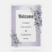 Lavendel glitter wilde bloemen Bloemen Welkom Acryl Bord (Voorkant)