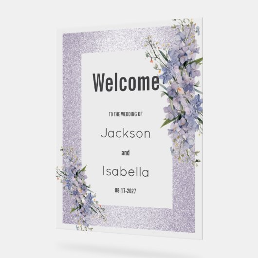 Lavendel glitter wilde bloemen Bloemen Welkom Acryl Bord (Hoek)