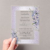 Lavendel glitter wilde bloemen bloemenbruiloft acryl uitnodigingen (Insitu (Draagbaar))