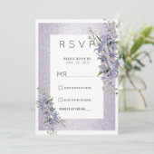 Lavendel glitter wilde bloemen bloemenbruiloft RSV Kaart (Staand voorkant)