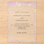 Lavendel glitters avonds heldere trouw acryl uitnodigingen (Voorkant)