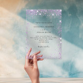 Lavendel glitters avonds heldere trouw acryl uitnodigingen
