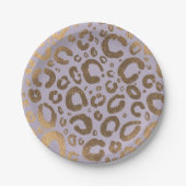 Lavendel Gold Cream Glam Leopard Print Baby shower Papieren Bordje (Voorkant)