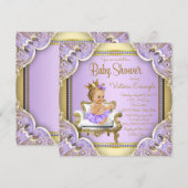 Lavendel Gold Princess Baby Shower Uitnodigingen (Voorkant / Achterkant)