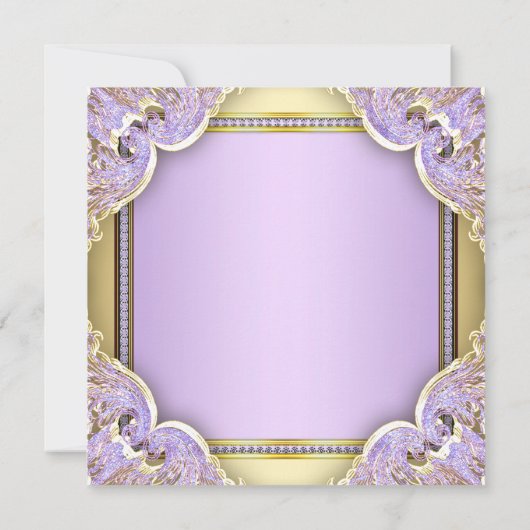 Lavendel Gold Princess Baby Shower Uitnodigingen (Achterkant)