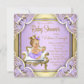 Lavendel Gold Princess Baby Shower Uitnodigingen (Voorkant)