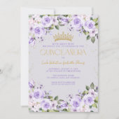 Lavendel Gold Quinceañera Mis Quince QR-code Kaart (Voorkant)