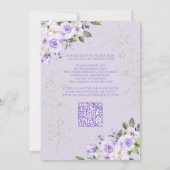Lavendel Gold Quinceañera Mis Quince QR-code Kaart (Achterkant)