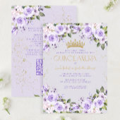 Lavendel Gold Quinceañera Mis Quince QR-code Kaart