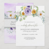 Lavendel Golden Amber Roos Bloemen Baby shower Mei Kaart (Voorkant / Achterkant)