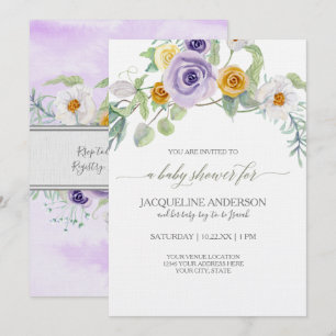 Lavendel Golden Amber Roos Bloemen Baby shower Mei Kaart