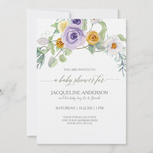 Lavendel Golden Amber Roos Bloemen Baby shower Mei Kaart (Voorkant)