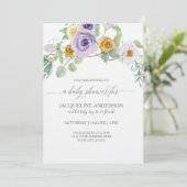 Lavendel Golden Amber Roos Bloemen Baby shower Mei Kaart (Staand voorkant)