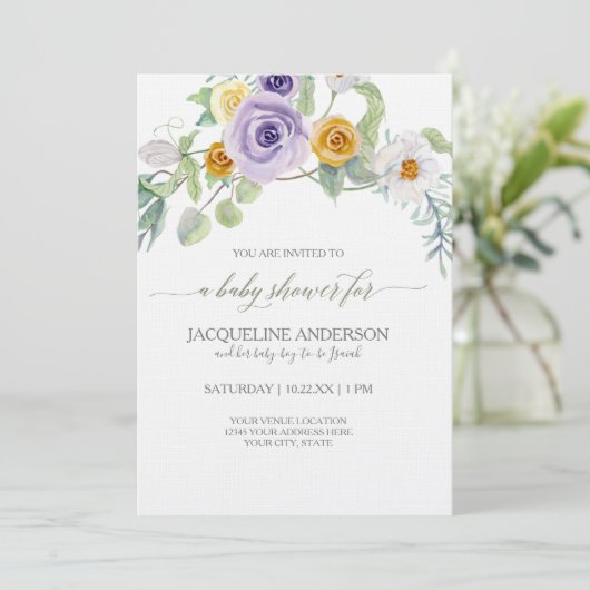 Lavendel Golden Amber Roos Bloemen Baby shower Mei Kaart (Staand voorkant)