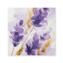 Lavendel Golden Waterverf Floral QR Code RSVP