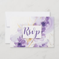 Lavendel Golden Waterverf Floral RSVP-kaart