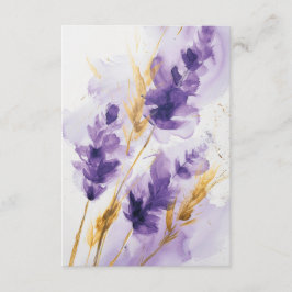 Lavendel Golden Waterverf Floral RSVP-kaart Informatiekaartje