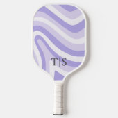 Lavendel Golfde Streep Monogram Mooi Pickleball Paddle (Achterkant)