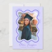 Lavendel golvende foto Lijst Afstuderen uitnodigin Kaart (Voorkant)