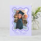 Lavendel golvende foto Lijst Afstuderen uitnodigin Kaart (Staand voorkant)