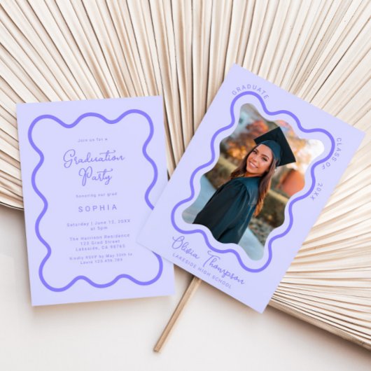 Lavendel golvende foto Lijst Afstuderen uitnodigin Kaart